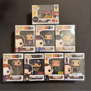 Supernatural Funko Pop Lot of 8. Sam, Dean, Castiel, Crowley, Bobby, Charlie